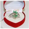 Image 1 : #9)NATURAL  EMERALD  .925 SILVER RING SIZE 9