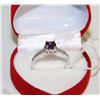 Image 1 : #10)NATURAL AMETHYST & CZ  .925 SILVER RING SIZE 8