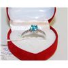 Image 1 : #13)NATURAL BLUE TOPAZ &CZ .925 SILVER RING SIZE 9
