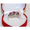 Image 1 : #6)NATURAL RUBY & CZ .925 SILVER RING SIZE 8.5