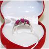 Image 1 : #4)NATURAL RUBY & CZ.925 SILVER RING SIZE 6