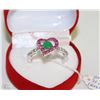 Image 1 : #8)NATURAL RUBY & EMERALD & CZ .925 SILVER RING