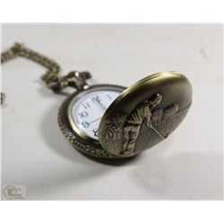 BRONZE POCKET GOLF FACE WATCH