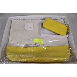 ISAAC MIZRAHI LEATHERETTE CLUTCH + HANDBAG SET