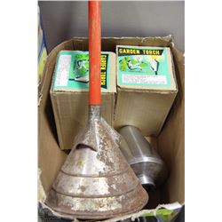 VINTAGE TORCH WITH 2 GARDEN TORCHES STAINLESS