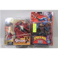 SPIDERMAN AND SPAWN COLLECTIBLE FIGURINES