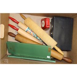 ESTATE COLLECTION WITH BRASS PLATES, ROLLING PINS