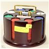 Image 1 : COMPLETE POKER CHIP SET IN WOODEN SPINNING LAZY