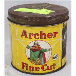 ARCHER FINE CUT 60 CENT  TOBACCO TIN BY W.C.