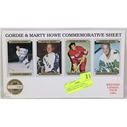 GORDIE AND MARTY HOWE COMMEMORATIVE SHEET 1991