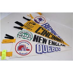 4 NHL/WHA ORIGINAL HOCKEY PENANTS FROM 70'S