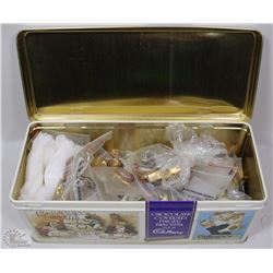 METAL TIN WITH LARGE PIN COLLECTION INSIDE