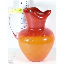 ORANGE ART GLASS JUICE PITCHER