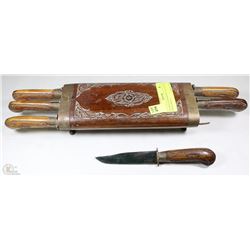 ANTIQUE STEAK KNIFE COLLECTION WITH CARVED