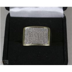 MENS DIAMOND .925 SILVER RING WITH 14K OVERLAY