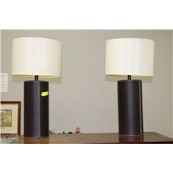 PAIR OF BROWN LEATHERETTE LAMPS
