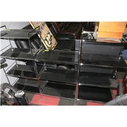 3 PC BLACK, GLASS AND CHROME SHELF SET