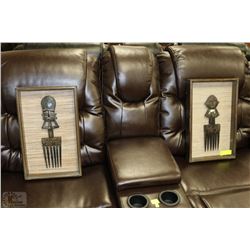 PAIR OF FRAMED SHADOWBOX WOOD CARVED AFRICAN
