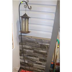 LARGE BLACK WROUGHT IRON BIRD FEEDER WITH LANTERN