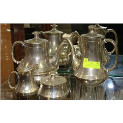 STAMPED 800 SILVER COFFEE & TEA POTS WITH CREAM &