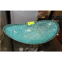 LARGE TURQUOISE COLOR ORNATE FRUIT BOWL