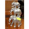 Image 1 : 3 SILVER COLORED ELEPHANT STATUE
