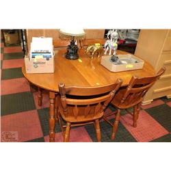 WOOD KITCHEN TABLE WITH FOUR MATCHING CHAIRS