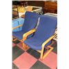 Image 1 : SET OF 2 WOODEN CHAIRS WITH BLUE FABRIC