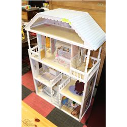 LARGE DOLL HOUSE WITH FURNITURE AND ACCESSORIES