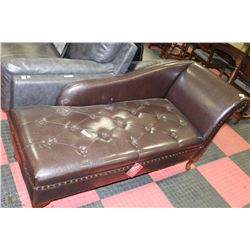 NEW BROWN LEATHERETTE STORAGE CHAISE LOUNGE CHAIR