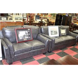 NEW CYRUS CHARCOAL LEATHERETTE SOFA AND LOVESEAT