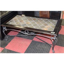 COFFEE TABLE CERAMIC TILE AND WOUGHT IRON