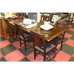 KRUG REFACTORY OAK TABLE + 6 CHAIRS