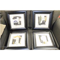 4 PC FRAMED LITHOGRAPH SET