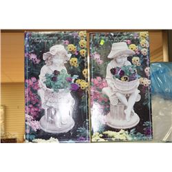 2 DECORATIVE BOY/GIRL GARDEN STATUE PLANTERS