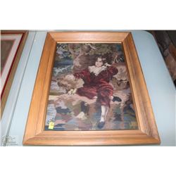 WOOD FRAMED NEEDLEPOINT PICTURE