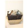 Image 1 : 3 WICKER BASKETS WITH ASSORTED NEW GALVANIZED