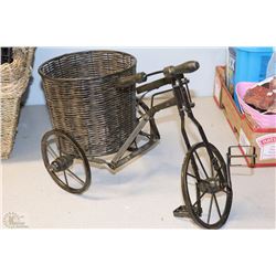 WICKER AND WIRE BICYCLE PLANTER 10"HIGH X16"WIDE