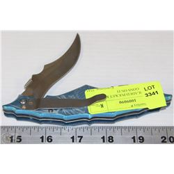 DOUBLE BLADED POCKET KNIFE WITH DRAGONS ON IT