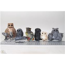 COLLECTION OF OWLS INCLUDING PEWTER AND SOAPSTONE