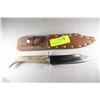 Image 1 : VINTAGE STAG HANDLE KNIFE WITH LEATHER SHEATH