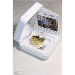 TWO TONE 24K MURANO GLASS RING SIZE 7