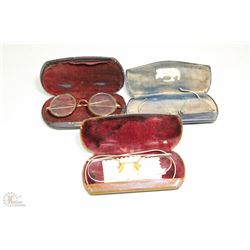 3  ANTIQUE SPECTACLES IN ORIGINAL CASES