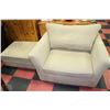 Image 1 : BEIGE FABRIC CHAIR WITH OTTOMAN