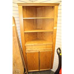 2 CORNER WOODEND SHELVES 37"X75"H