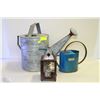 Image 1 : VINTAGE WATERING CANS LARGE,SMALL AND LANTERN