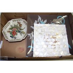 SQUARE GLASS SERVING PLATTER,SHELL DESIGN SQUARE