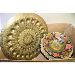 BRASS WALL HANGING PLATE WITH SERVING BOWL  AND