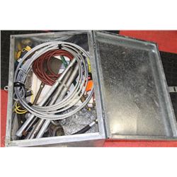 STEEL LOCKABLE BOX FULL MISC TOOLS &