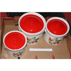 3 VINTAGE CANISTER SET MADE IN ALBERTA BY RITA